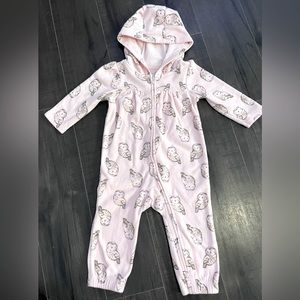 Carters - Hooded Owl Fleece Pajama Onesie - SIZE 9 Months
